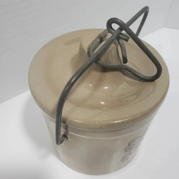 Vintage Win Shuler Restaurant Wire Bale Stoneware Crock . - Picture 3 of 6